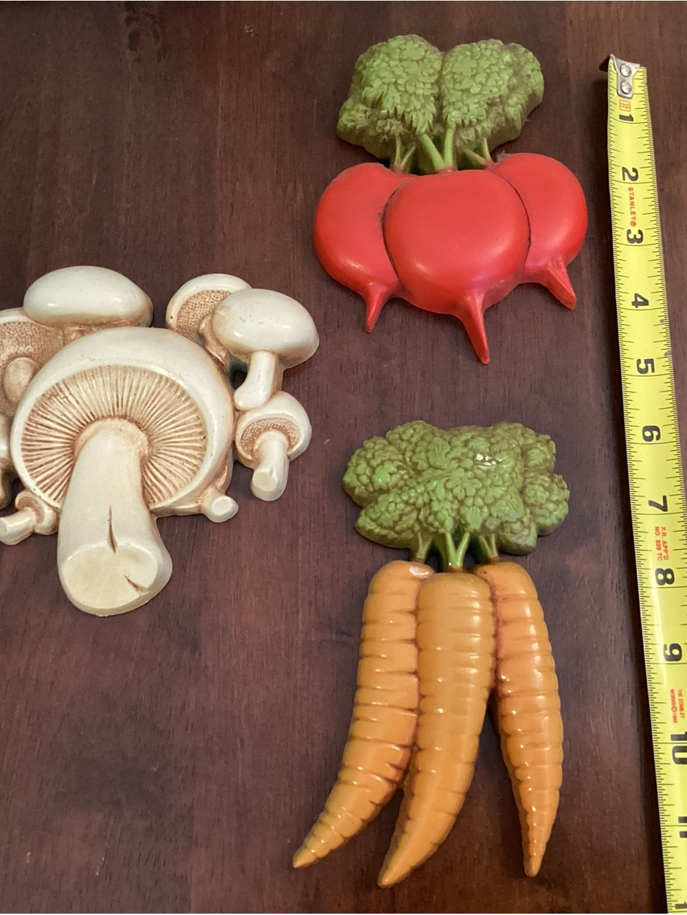 Vintage 70’s Wall Decor - Red Radish, Orange Carrot & Cream Mushroom
